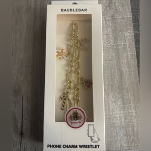 NEW BaubleBar Gold Chain Christmas Phone Charm Wristlet